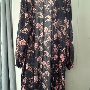 Maurices Black Dress with Pink Floral Design